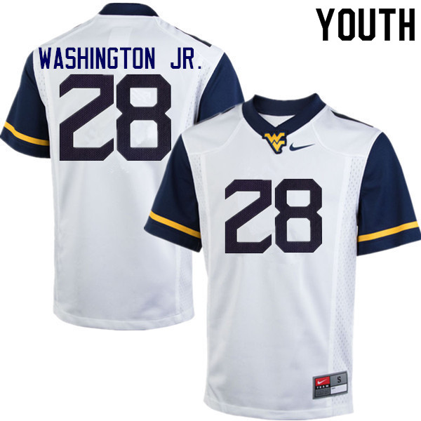 NCAA Youth Keith Washington Jr. West Virginia Mountaineers White #28 Nike Stitched Football College Authentic Jersey LO23F84QC